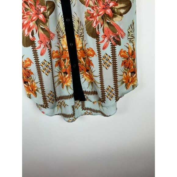 River Island Size 8 Womens Top Sleeveless Floral Print Tunic Button Front - Picture 5 of 5